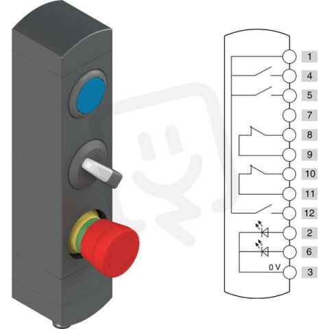 Ovládací jednotka BN 3 prvky (konfigurace B01) Konektor M12,12 pólů, IP65
