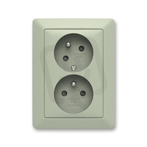 ABB ZONI Zásuvka dvojnásobná s ochr. kolíky olivová/bílá 5513T-C02157 143