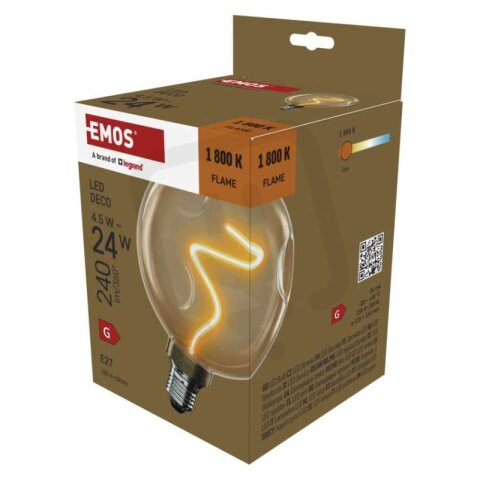 LED žárovka DECO CG125A, E27, 4,5 W (24 W), 240 lm, flame EMOS Z50B11
