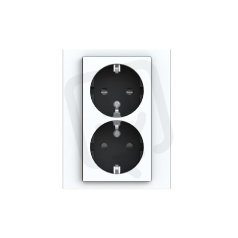 Dvojzásuvka ABB LEVIT s clonkami, bezšroub., bílá/kouř. černá 5522H-C03458 62W