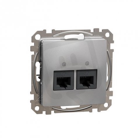 Sedna D/E Datová zásuvka 2xRJ45 kat. 6 UTP, Aluminium SCHNEIDER SDD113462
