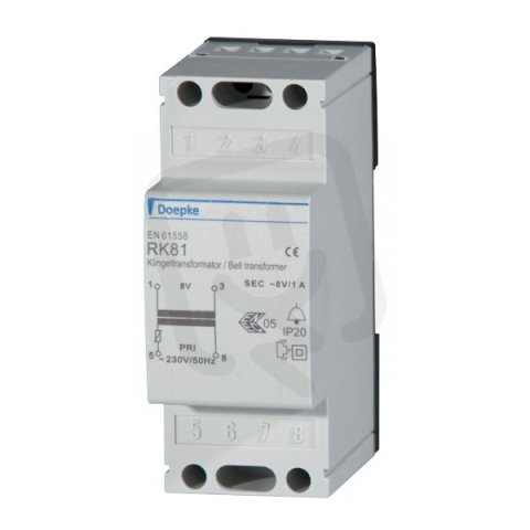 Zvonkový transformátor RK3U 4-8-12V/2A RK 3 U, 4/8/12V, 3/2/2A DOEPKE 09980085