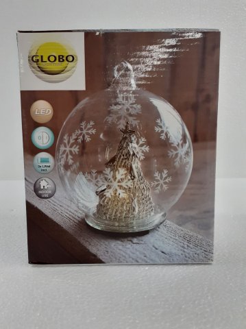 Vánoční dekorace SNĚHOVÁ KOULE stromeček LED GLOBO 23248