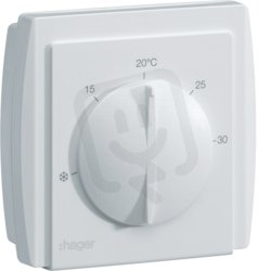 Membránový pokojový termostat, 1P 10A, topení/chlazení, +8°C až +30°C, nástěnný