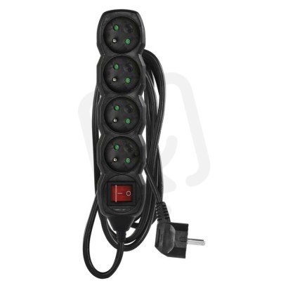 Prodlužovací kabel 3 m 4 zásuvky s vypínačem černý PVC 1,5mm2 EMOS PC1413R
