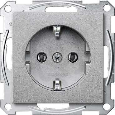 Merten Zásuvka 250V/16A SCHUKO šroubová clonky System M Aluminium MTN2401-0460