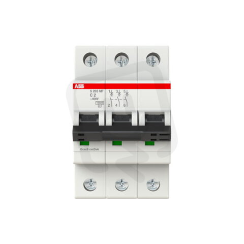 ABB S203MT-C2, třífázový jistič,  2A, C, 10kA, určeno pro drážní aplikace