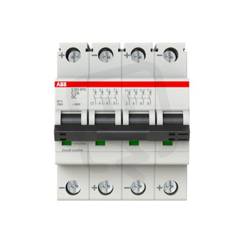 ABB S204MTR-C2 DC, čtyřpólový jistič, 2A, C, 10kA, určeno pro drážní aplikace