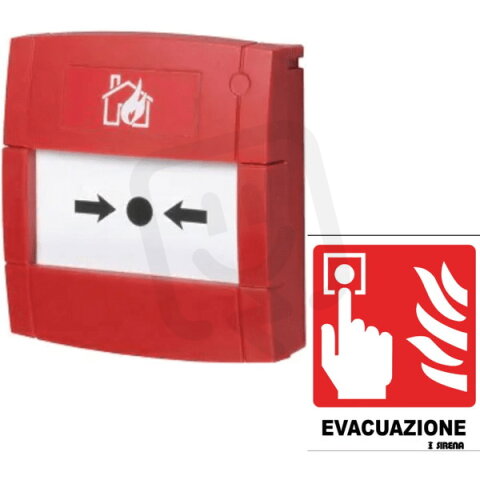 Box s tlačítkem výstražný EVACUAZIONE červená, IP66 SIRENA 55956