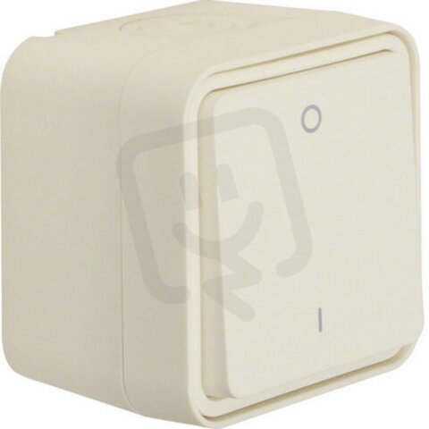 Vypínač řazení 2 s popisem ''0'' a ''1'', komplet., IP 55, Berker W.1, bílá, mat
