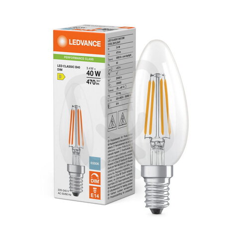 Světelný zdroj LED CLASSIC B DIM P 3.4W 865 Clear E14 LEDVANCE 4099854781803