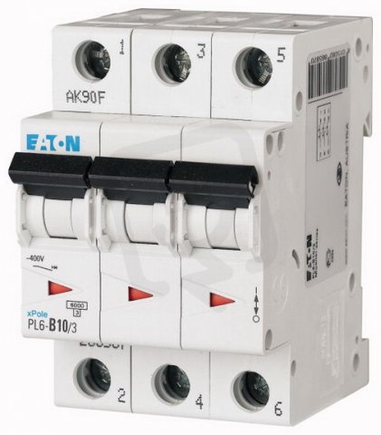 Jistič PL6-C10/3 char C, 3-pólový, 6kA, 10A EATON 286599