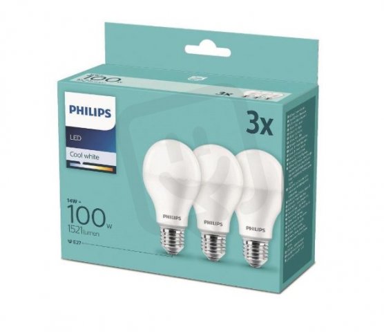 Philips LED žárovka sada 3ks 14-100W E27 1521lm A67 4000K