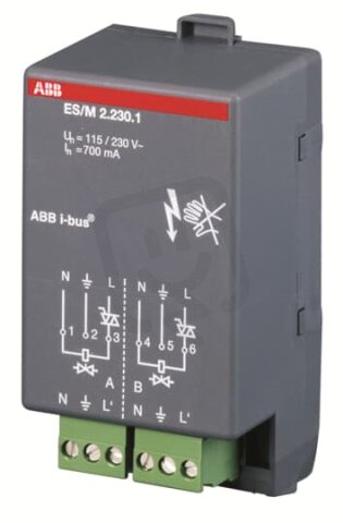 ABB KNX Modul elektroni. spí. akčního členu 2násobný 115/230 V AC ES/M2.230.1