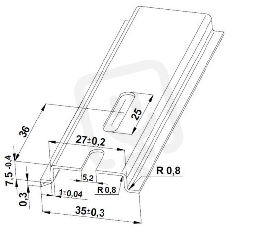 Lišta TH 35x7,5 - 2000 mm perforovaná, pozink modrý, 5,2x25, cena za kus E151113