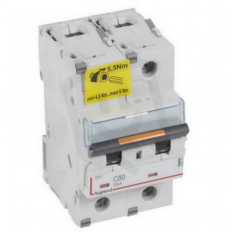 DX3 JISTIČ, 2 PÓLOVÝ, CHAR. C,80A 25KA LEGRAND 409775