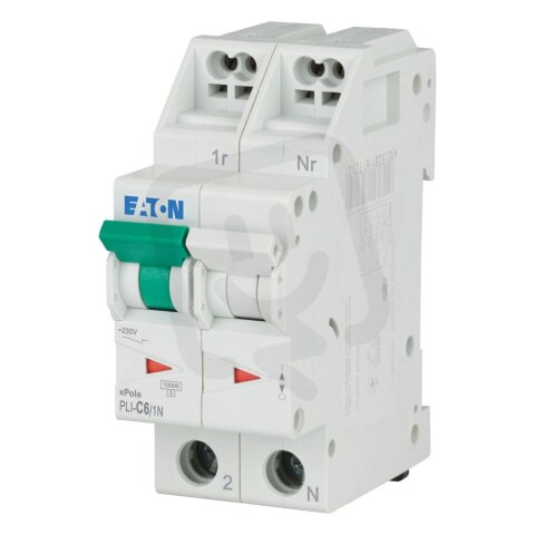 PLI-C6/1N Jistič PLI (bezšroubové svorky nahoře) char C 1+N-pólový 10kA 6A
