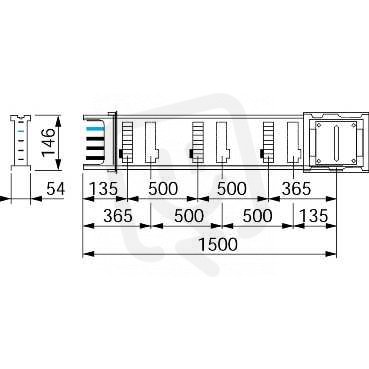 Schneider KSA400ED4156 Rovná délka distribuční 1M 5O 400 A