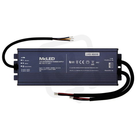 Napájecí zdroj 400W, DC24V/16,67A, IP67, hliníkové provedení