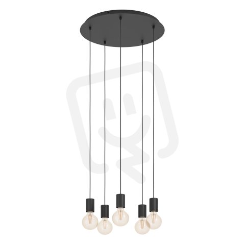Závěsné svítidlo HUEBRO E27 černá 5X40W EGLO 390267