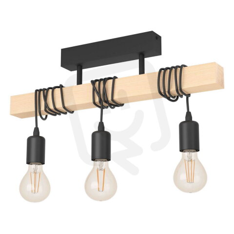 Stropní svítidlo TOWNSHEND černá/dřevo 3X60W IP20 EGLO 43511