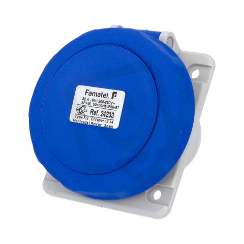 Vestavná zásuvka IP67/230V/32A/3P 6h, šikmá 10° - SpeedPRO FAMATEL 24233