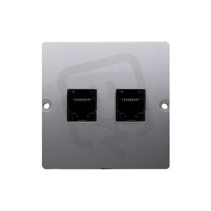 Dvojnásobná počítačová zásuvka RJ45 kat. 5e, Inox KONTAKT SIMON BMF52.02/21