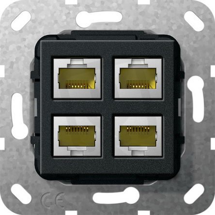 Modulární Jack MJ RJ45 Cat.6A 10 GB 4x LSA plus vložka černá m GIRA 569910