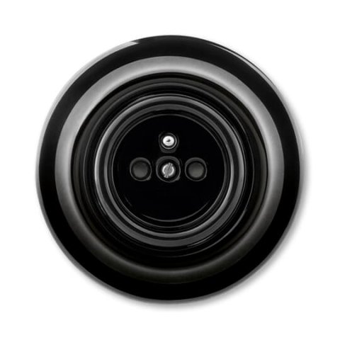 ABB DECENTO Zásuvka s ochranným kolíkem s clonkami černá-porcelán 5519K-C02357 N