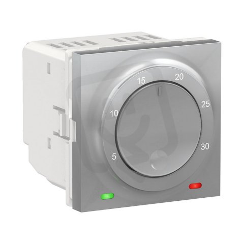 Prostorový termostat NOVÁ UNICA otočný 2M, Aluminium SCHNEIDER NU350130