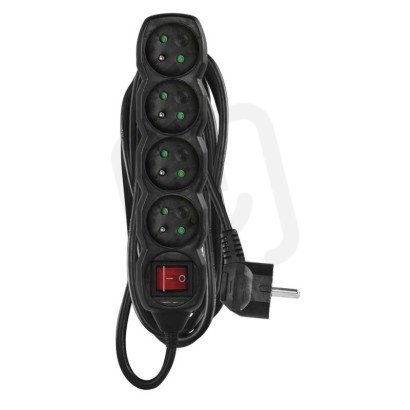 Prodlužovací kabel 5 m 4 zásuvky s vypínačem černý PVC 1,5mm2 EMOS PC1415R