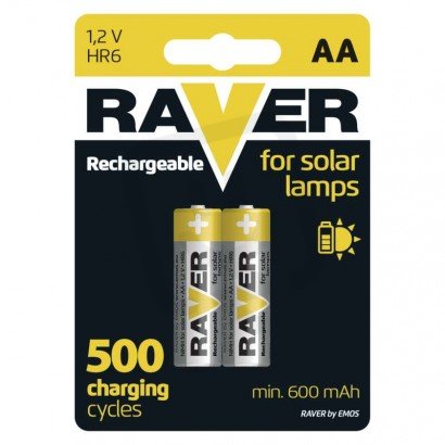 RAVER nabíjecí baterie SOLAR AA (HR6) 600 mAh, 2 ks /1332212030/ B7426