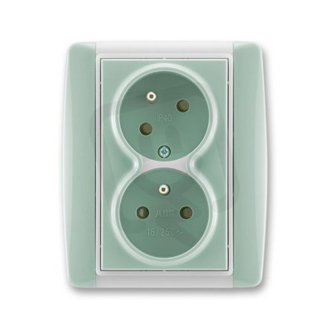 ABB 5513E-C02357 22 Zásuvka dvojnásobná chráněná s clonkami, bezšroubové svorky