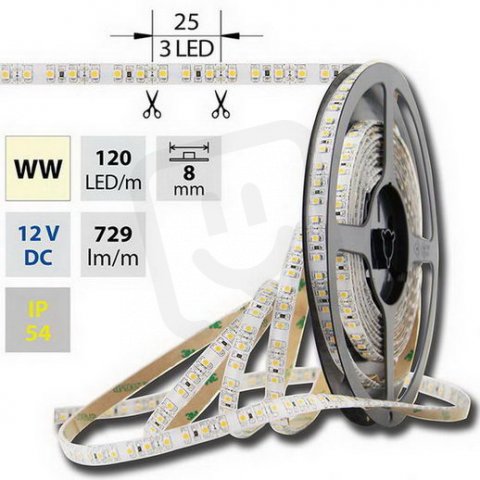 LED pásek SMD3528 teplá bilá, 120 LED/m,, 9,6W MCLED ML-121.237.60.0