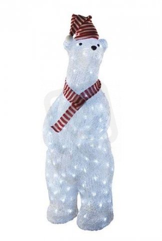 LED vánoční medvěd, IP44, studená bílá, časovač