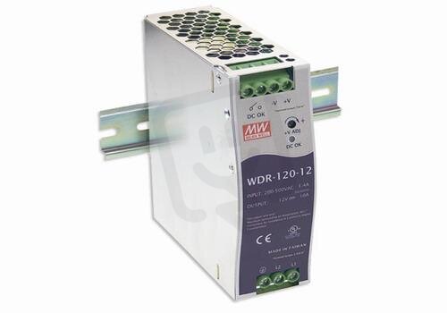 Napájecí zdroj na DIN 120W 12V 10A MEAN WELL WDR-120-12