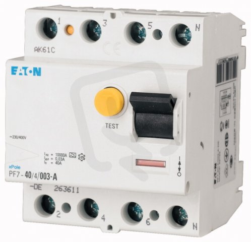 Proudový chránič 10kA PF7-100/4/03-S/A 4-pólový 0.30A 100A EATON 292494