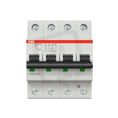 ABB S203M-D6NA jistič 3F odpojení N vodiče (3+NA) 6 A char. D 10kA