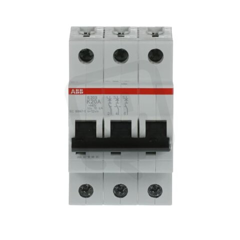 S203-K20 3 fázový jistič 20 A char. K 6kA ABB 2CDS253001R0487
