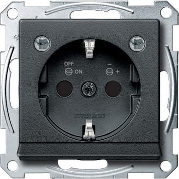 Merten Zásuvka 250V/16A SCHUKO s LED modulem Systém M Antracit