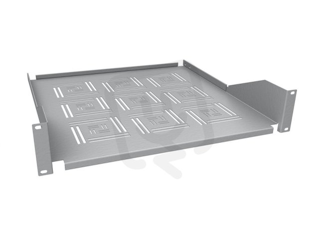 Police 19" 2U 450mm ukládací plato RAL 7035 úchyt na přední lišty UP-04