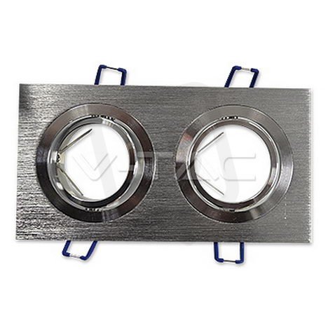 2 x GU10 Housing Square Aluminum Brush,