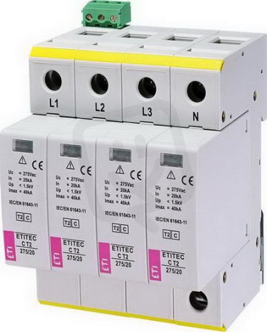 Svodič přepětí  ETITEC C T2 275/20 4+0 RC síť TNC-S ETI 002440396