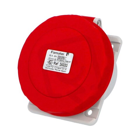 Vestavná zásuvka IP67/400V/32A/5P 6h, šikmá 10° - SpeedPRO FAMATEL 24333