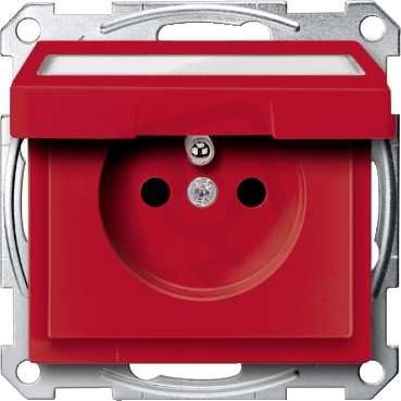 Merten Zásuvka 2P+E 250V s víčkem IP20 a popisovým polem System M Červená