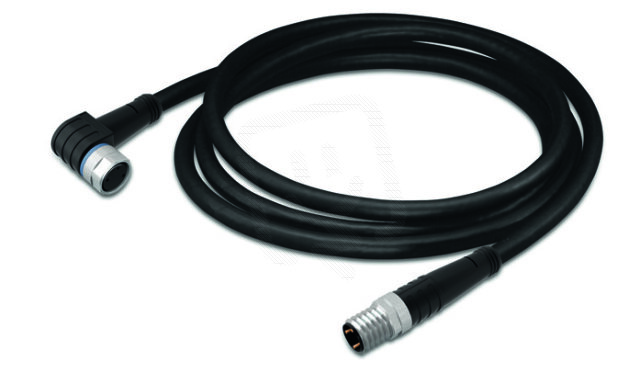 Kabel pro senzor/akční člen, Zásuvka M8,  úhlová, Zástrčka M8,  přímá 3pól.