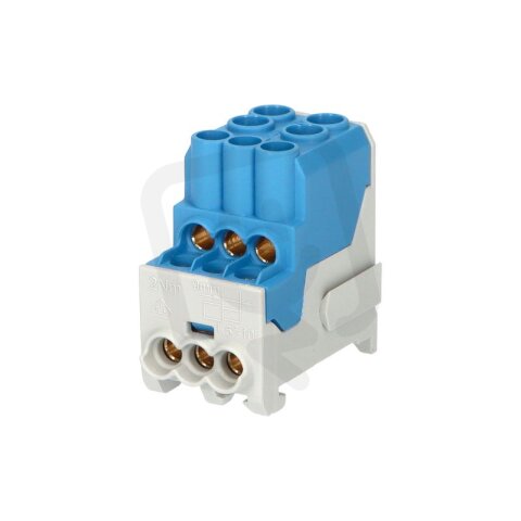 Blok pro rozdělení fází UVB 100 N 1pól. 101A 1000V modrý na DIN 1003165