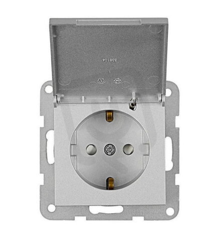 SCHUKO s bezpečnostní clonkou a klapkou, stříbrná SCHRACK EV121306--