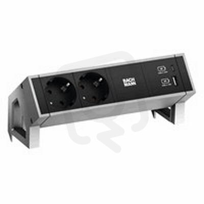 Bachman 902.901 DESK2 2xCEE7/3 1xUSB A&C 22W Charger 0,2m GST18 INOX