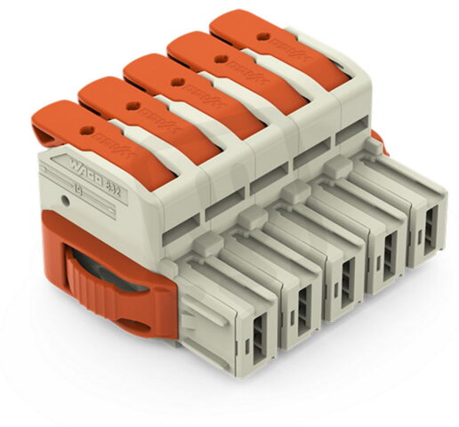 1vodičová pružinová svorkovnice, Páčka, Push-in CAGE CLAMP, Světle šedá